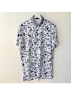 Greyson Clothiers Performance Polo Shirt Men’s White Print Golf Polo Size M